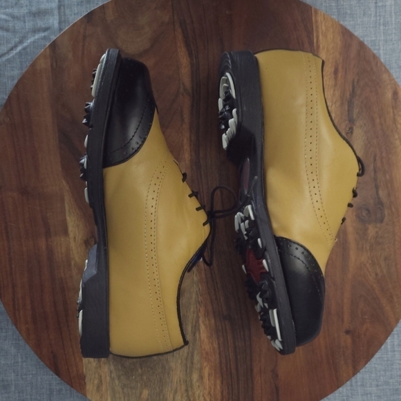 Lady Fairway Colonial Leather Gold/Black Saddle Golf Shoes Sz 8 (fits like 7.0) - Picture 5 of 11